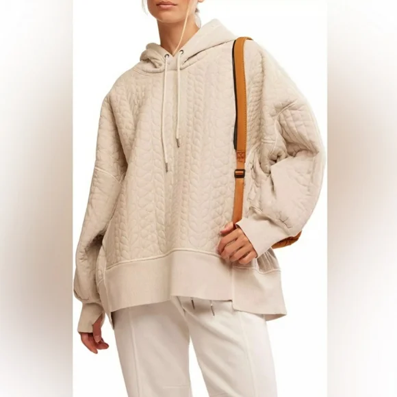 FP Movement Sprint To Finish Quilted Hoodie Medium( Fits Lg XL) Beige - Picture 2 of 8